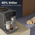 Philips espressomachine zet koffie, 40% stiller dankzij de SilentBrew-technologie.