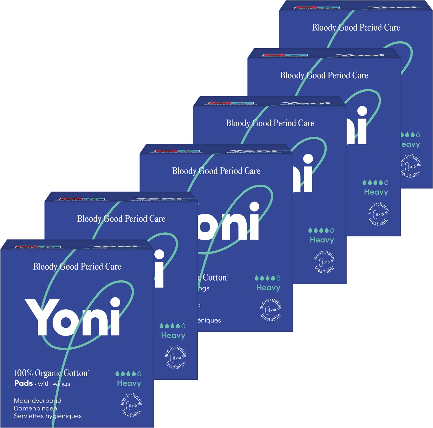 Bol.com Yoni Maandverband - Heavy - met vleugels - Biologisch Katoen - Voordeelverpakking - 60 stuks - 6x10 aanbieding