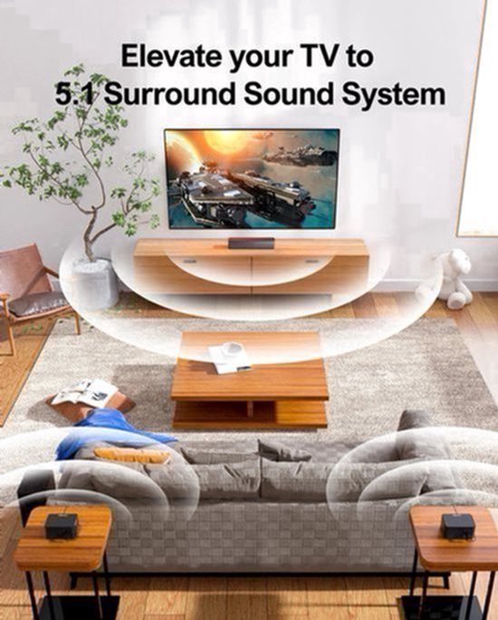 Soundbar - Soundbar voor TV - Luidsprekers - Luidsprekerkabels - Speaker - 3D Surround Sound-systeem - 50Hz-20KHz - 320W - Zwart — afbeelding 3
