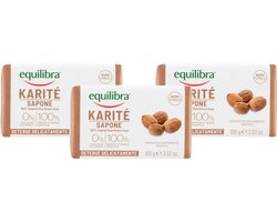 Equilibra Karite Shea Butter Zeep – 100% Plantaardig & Natuurlijk – Zeepblok voor Gezicht, Handen & Lichaam – Soap Bar – 3 Stuks