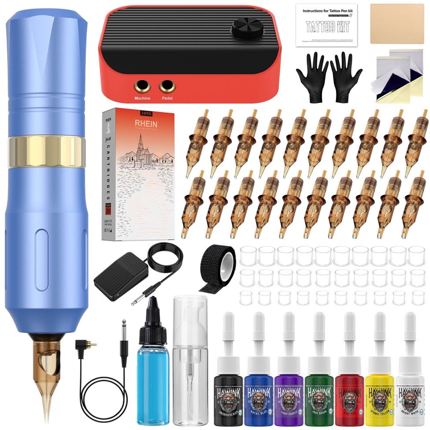 Complete Tattoo Machine Set met 20 Stuks Cartridge