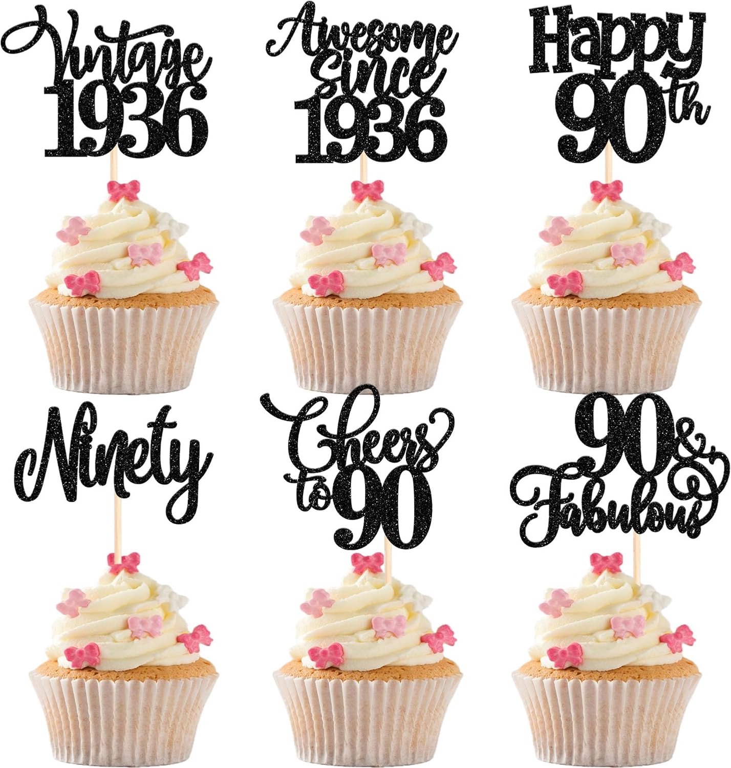 30 Cupcaketoppers voor 90e verjaardag
