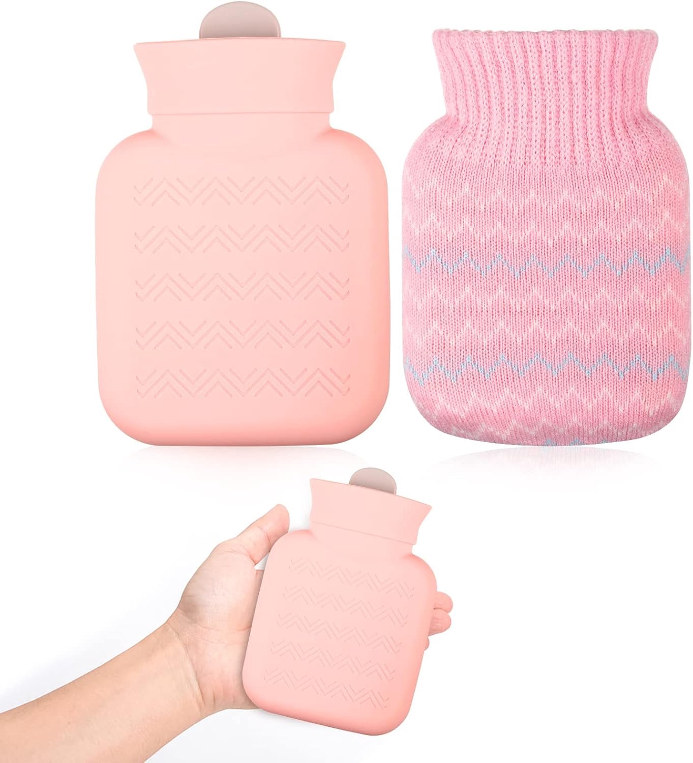 320 ml warmwaterkruik met gebreide hoes - Warmwaterkruik - mini-warmwaterzak - kleine lekvrije warmwaterkruik - afneembare hoes - voor vrouwen, kinderen - beste cadeaus