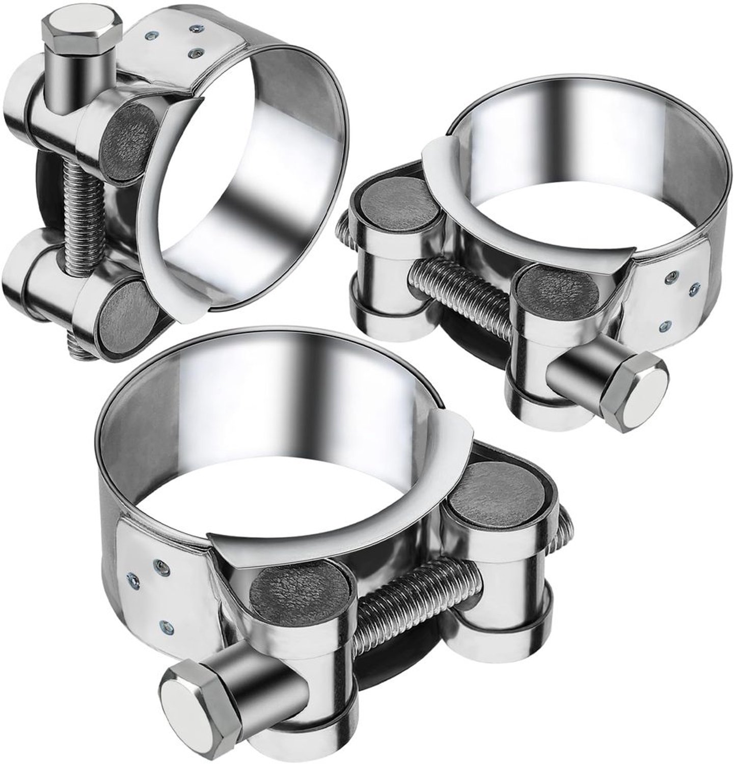 Uitlaatklem 3 Stuks - Roestvrij Staal - Universele Uitlaatpijp Klem - Hinge Bolt - 48-51mm - Duurzaam - Uitlaatbeugel