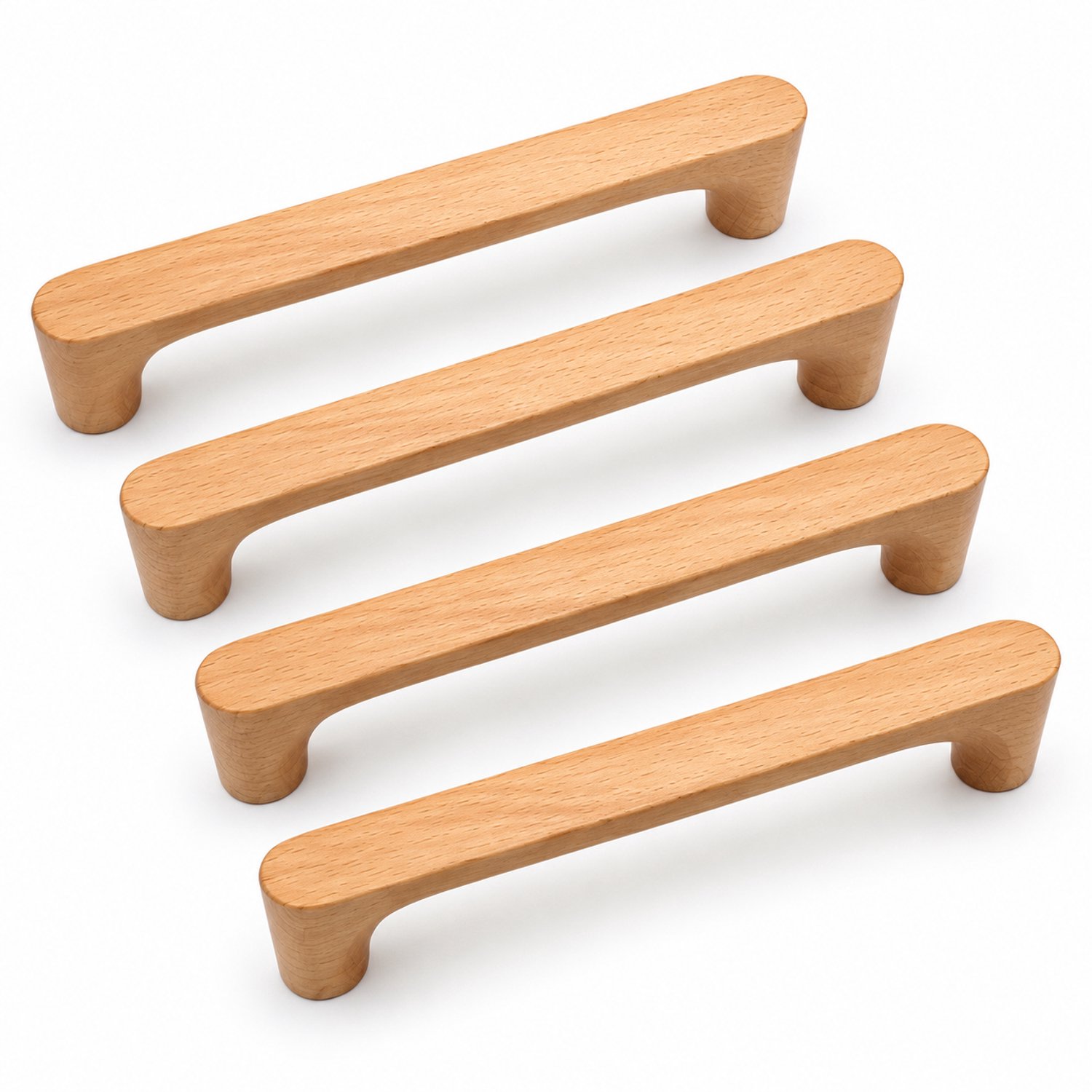 Lifhelpe Houten Meubelgrepen 4 Stuks – Kastgrepen met 128 mm Gatenafstand – Ladegrepen met 2 Schroefgaten – Minimalistische Houten Handgrepen – Voor Keukenkasten en Meubels – Licht Hout