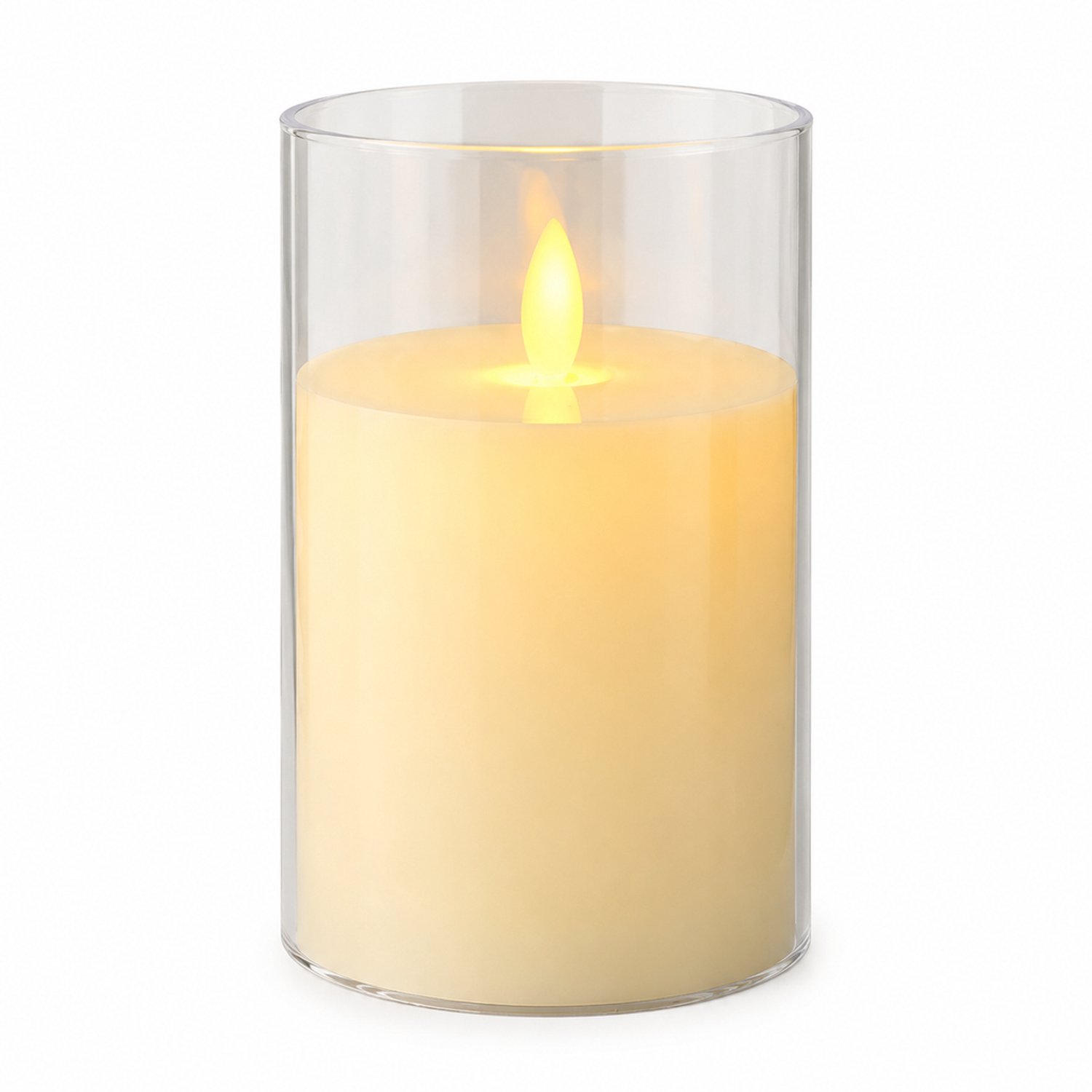 SWGOTA led kaarsen met bewegende vlam - cilindermodel van 7,5 x 12,5 cm met transparante buitenkant en warm licht