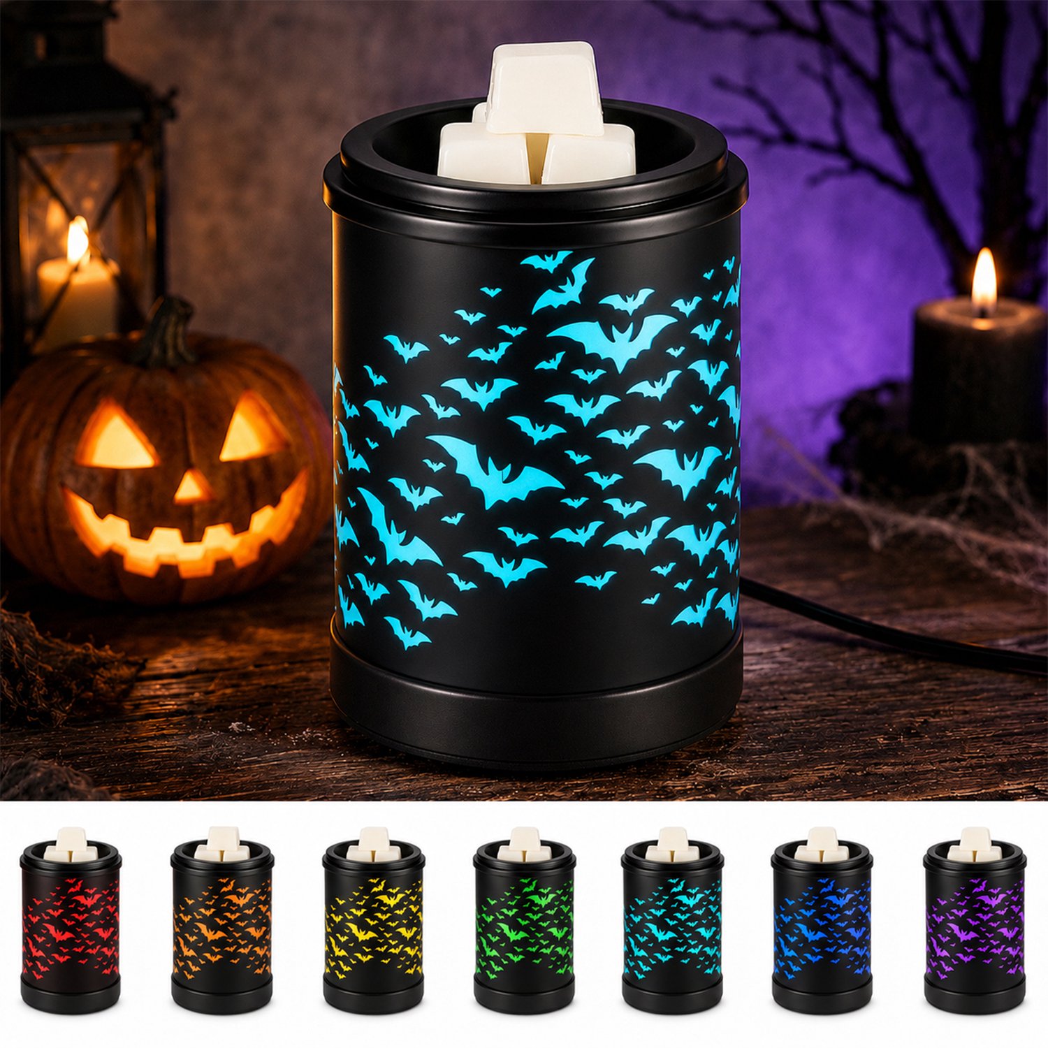 Elektrische Wax Melt Warmer - Zwarte Metalen Geurbrander met Vleermuis Design en RGB LED Licht - Voor Wax Melts, Geurblokjes en Geurolie - Sfeerverlichting