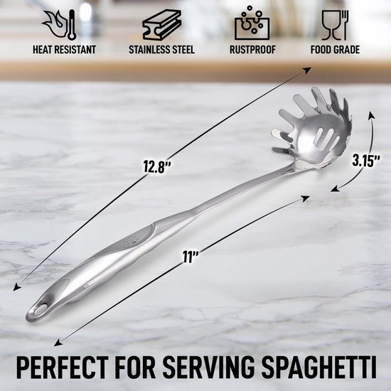 Duurzame RVS Pasta Lepelserver met Ergonomisch Handvat — afbeelding 2