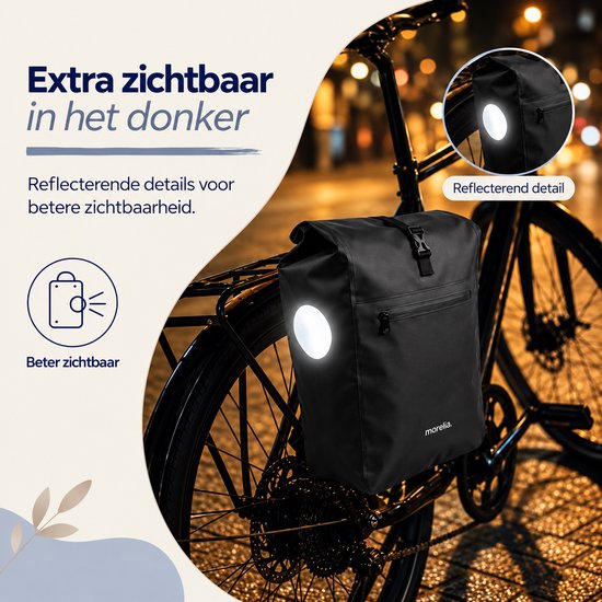 Morelia® 3 in 1 Fietstas - 100% Waterdicht - 28 Liter - fietstassen voor elektrische en standaard fietsen - Tarpaulin materiaal- Blauw van Morelia — afbeelding 5