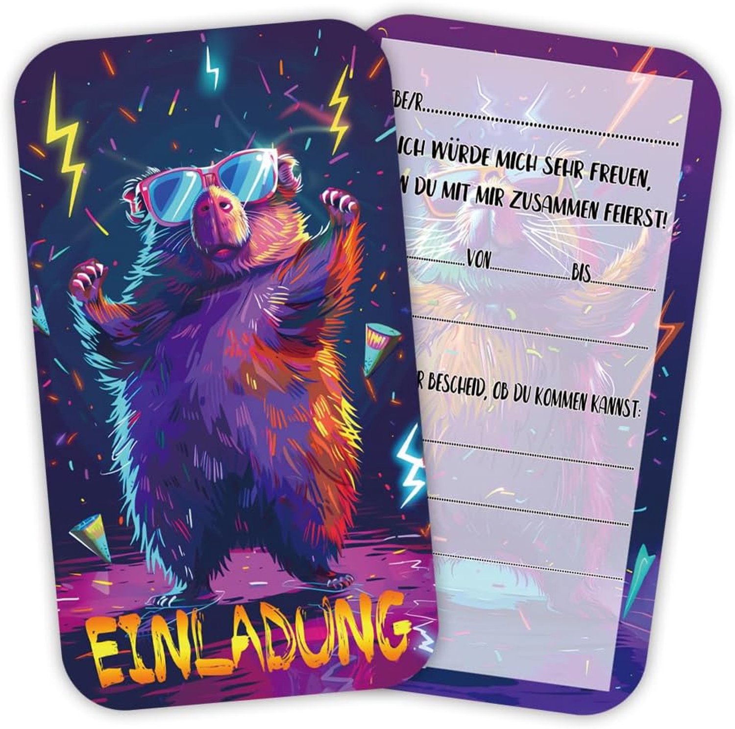 12 Verjaardagsuitnodigingen Meerschweinchen, 12 Enveloppen