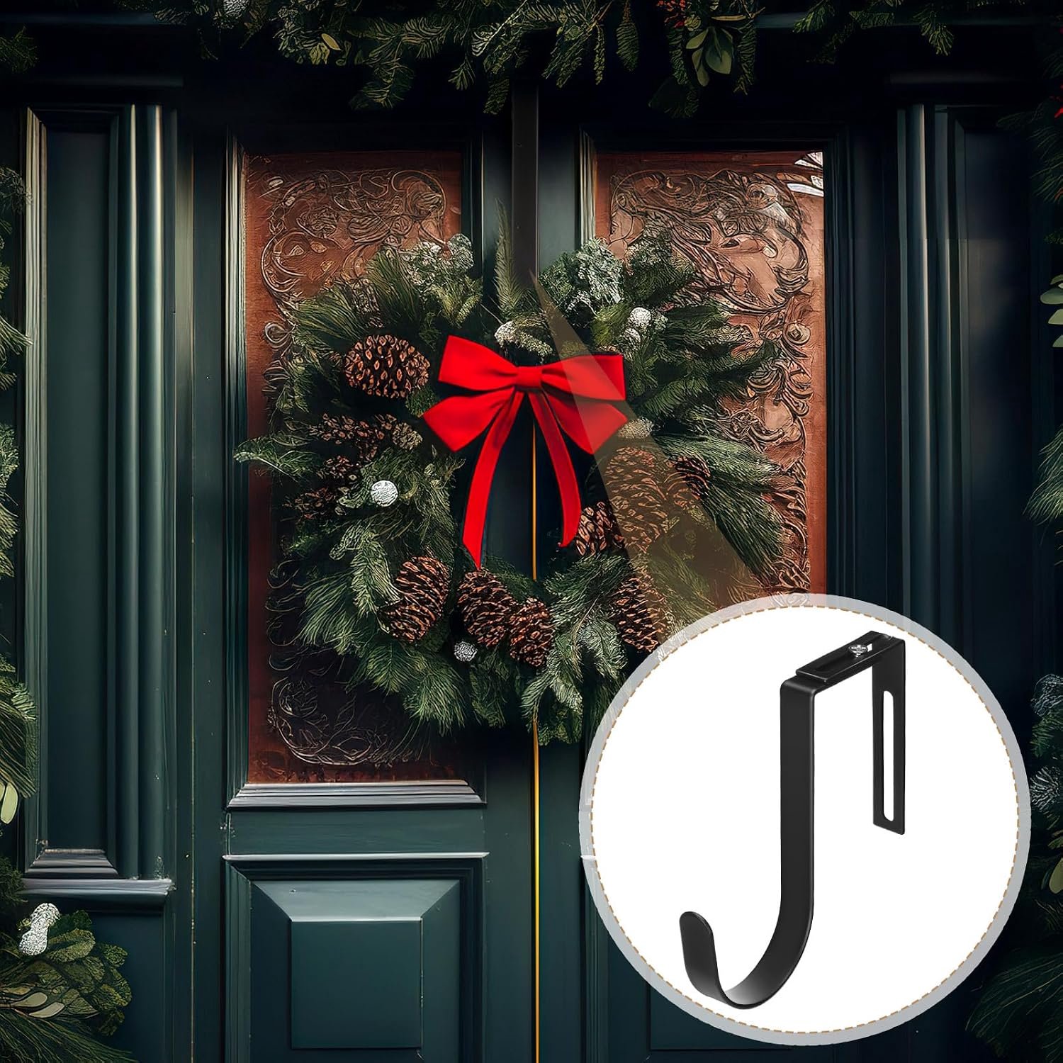 Kranshanger - 4 Stuks - Kerstkrans hanger - Verstelbaar - Deurhaken - Kranshaak - Kranshanger voor voordeur - Deurhaak voor Krans - Haken - Ophanghaken - Deurhanger - kerstkransen ophangen - voor deur voor kerstkransen, decoraties en haak – foto 4