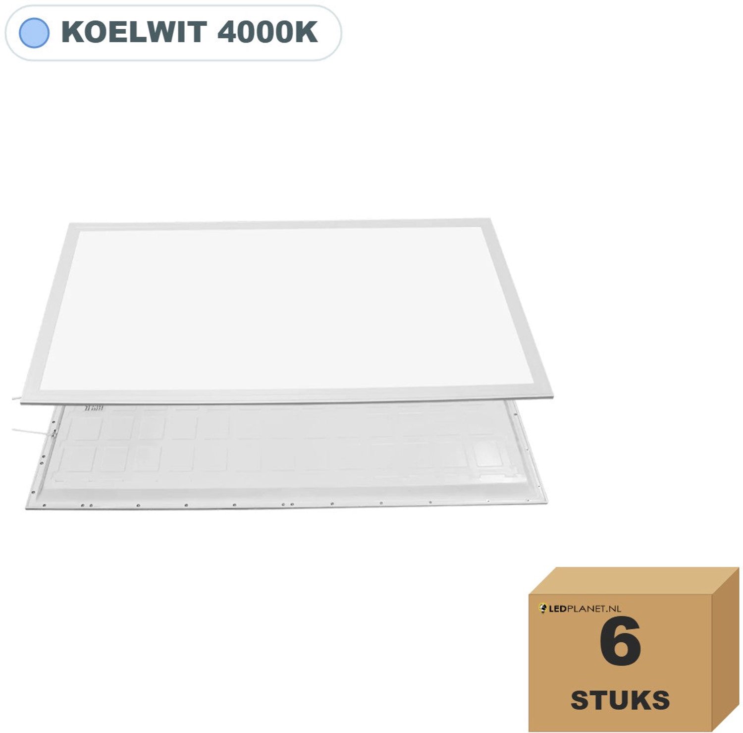 Tsong LED paneel 60x120 cm 9000 lm 50W/36W - 6 stuks - Koelwit 4000K - UGR