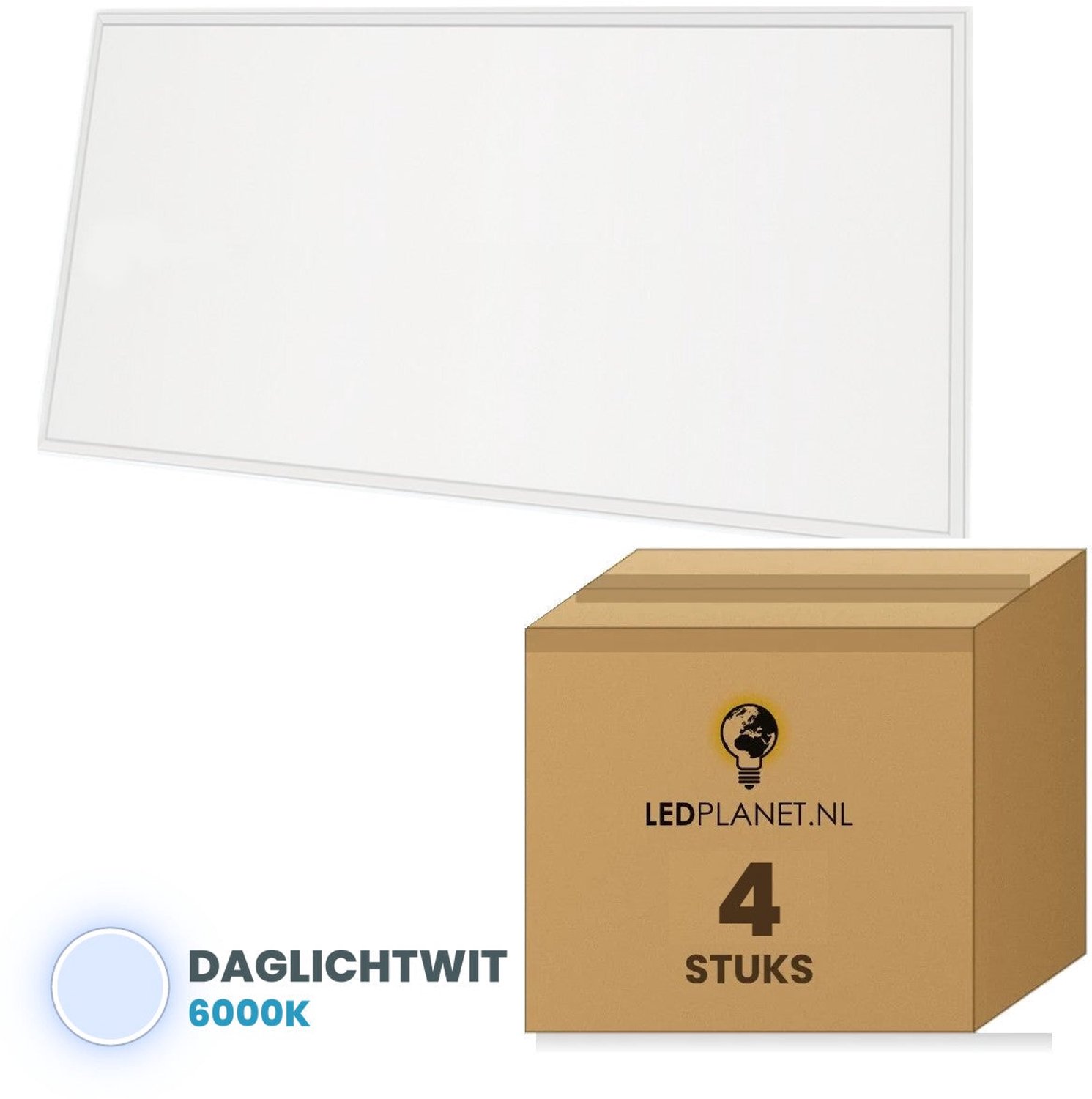 Tsong LED Paneel 60x120 11mm 140lm/W 4 stuks - Daglichtwit 6000K - 8400lm - 60W - UGR