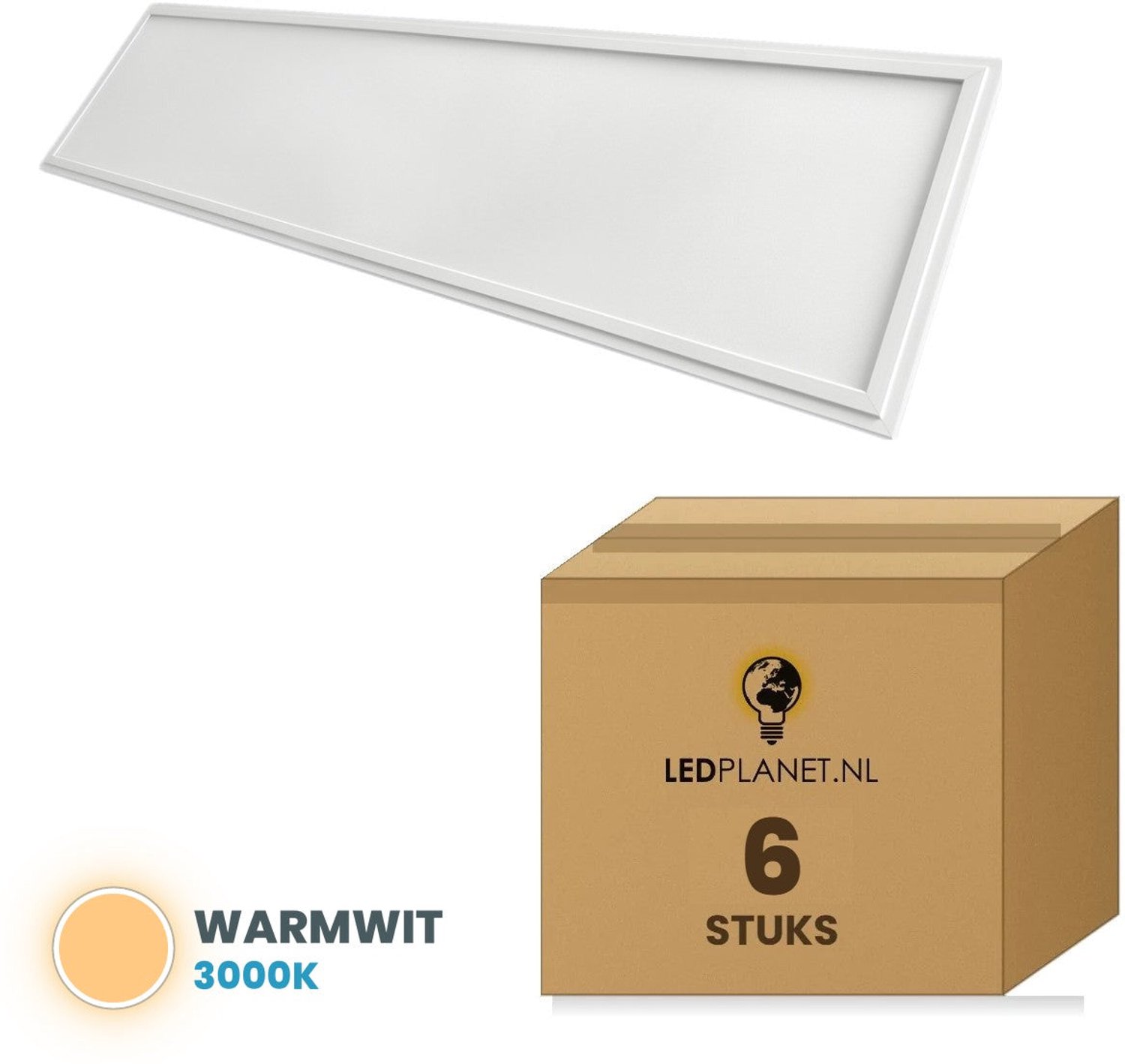 Tsong LED paneel 30x120 cm Edge-lit - 6 stuks - 32W - Warmwit 3000K - 4000 lm - CRI80 - 230V