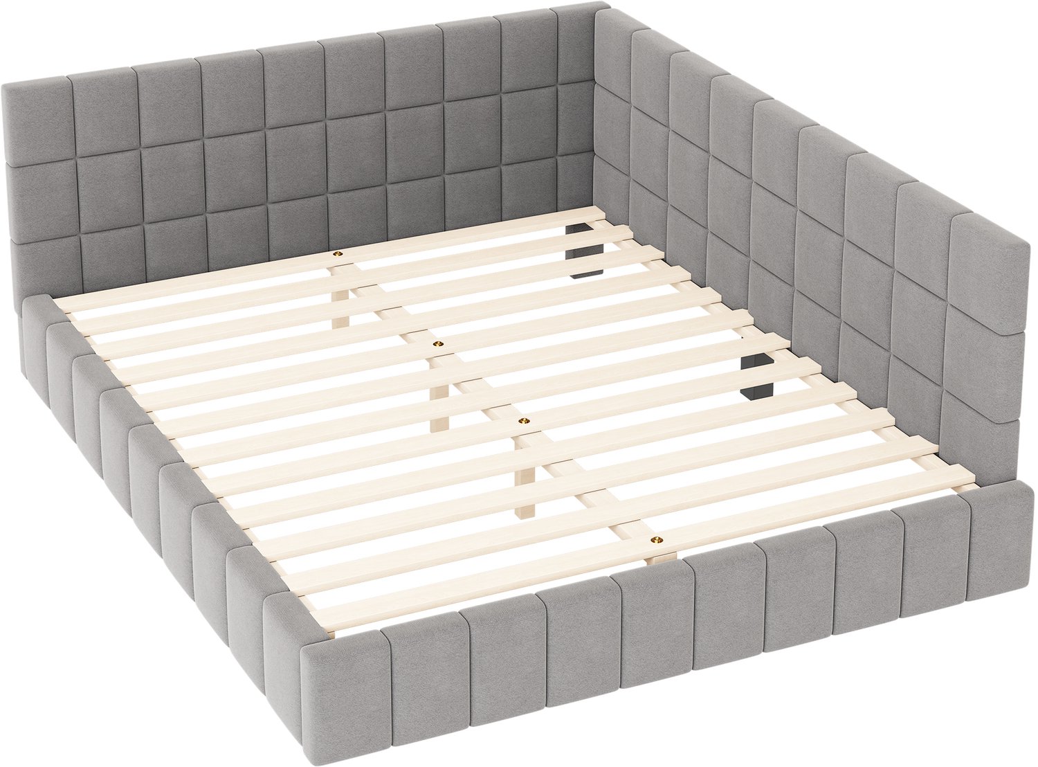 MUVANO Bedbank 160 x 200 cm - gestoffeerd bed met lattenbodem - multifunctioneel dagbed met rugleuning - grijze fluwelen bekleding voor slaapkamer Grijs