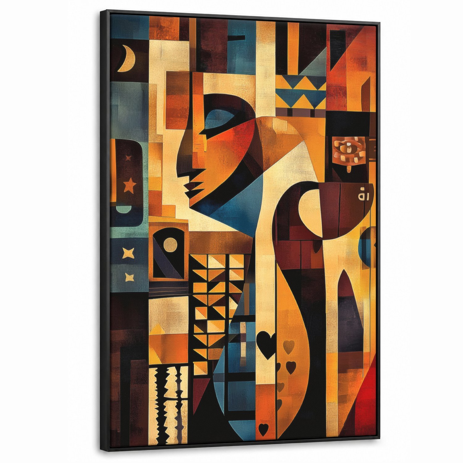 Canvas Schilderij met Baklijst XXL Canvas Schilderij met Baklijst 100x150cm - Figuren - Abstract - Symbolen - Muurdecoratie woonkamer - Slaapkamer decoratie - Kamer accessoires - Schilderijen op canvas met lijst groot