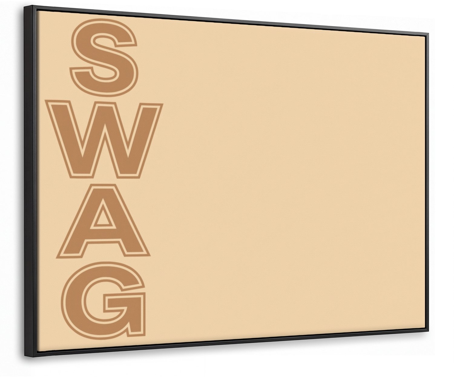 Canvas Schilderij met Baklijst 100x70cm - Swag - Bruin - Beige - Muurdecoratie woonkamer - Slaapkamer decoratie - Kamer accessoires - Schilderijen op canvas met lijst