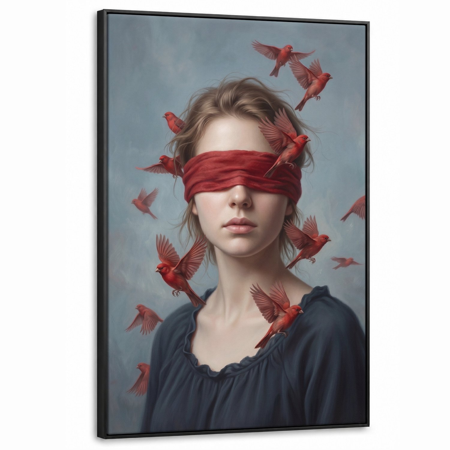 Canvas Schilderij met Baklijst XXL Canvas Schilderij met Baklijst 80x120cm - Portret - Krachtig - Rood - Muurdecoratie woonkamer - Slaapkamer decoratie - Kamer accessoires - Schilderijen op canvas met lijst groot
