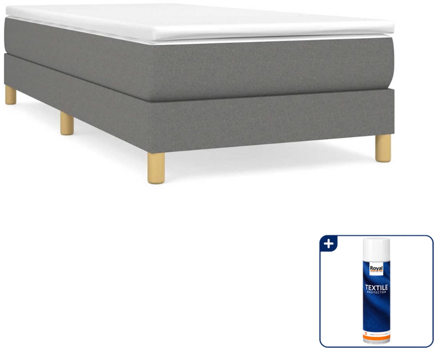 vidaXL boxspring bed - 80 x 200 cm - stof - donkergrijs - Inclusief textielbeschermer 500 ml