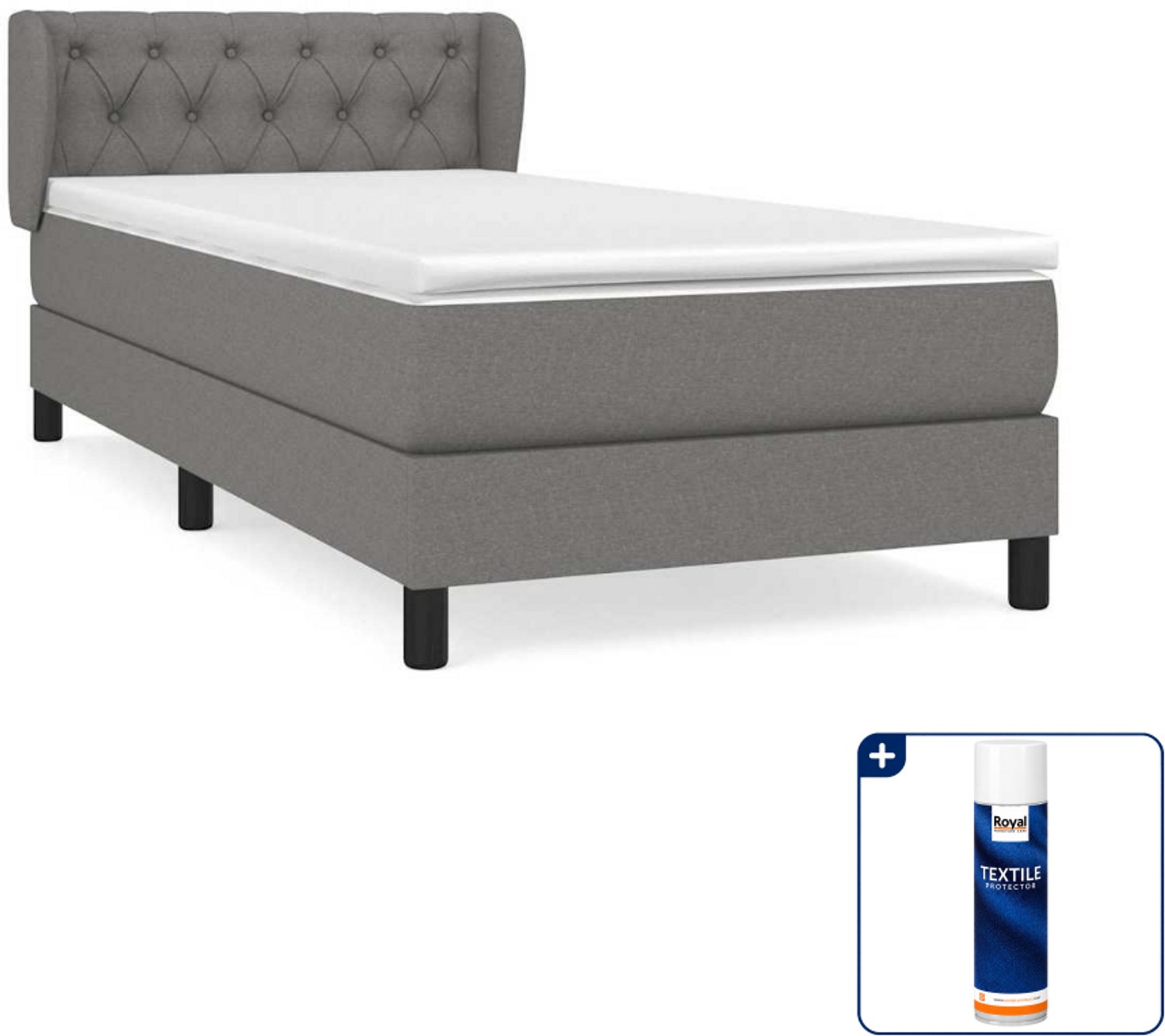 vidaXL boxspring met matras 80 x 200 cm - donkergrijs - Inclusief textielbeschermer 500 ml