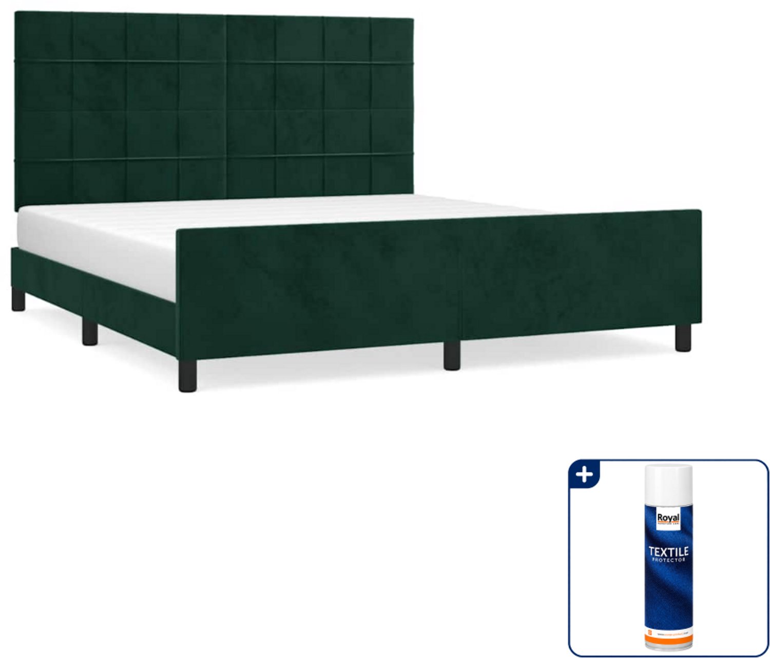 vidaXL Bedframe Kingsize - 180 x 200 cm - fluweel - donkergroen - Inclusief textielbeschermer 500 ml