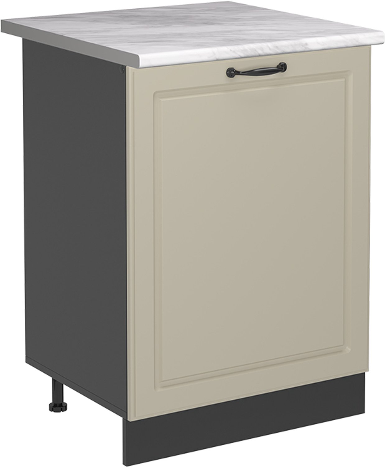 Vicco Keukenonderkast R-Line, Zand landelijk/Antraciet, 60 cm met 1 deur marmer werkblad