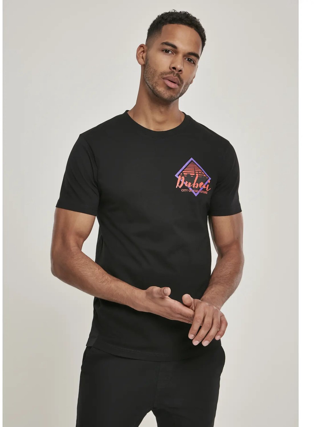 T-shirt Mister Tee city of the future Zwart