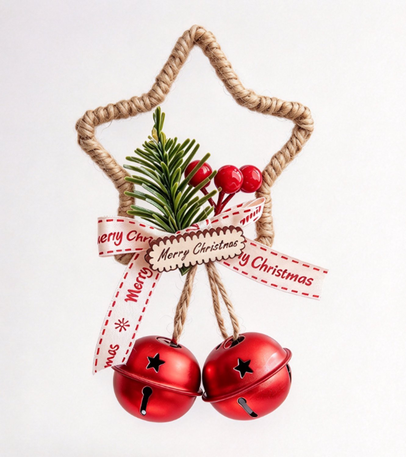 Sanorum Kersthanger - Kerstboomversiering - Hanger in de vorm van een bel - Feestelijke Decoratie - Klaar om op te Hangen - Cadeau voor de feestdagen - Geschikt voor kerstbomen,kransen,ramen en feestdecoratie - 1 stuk - Rood