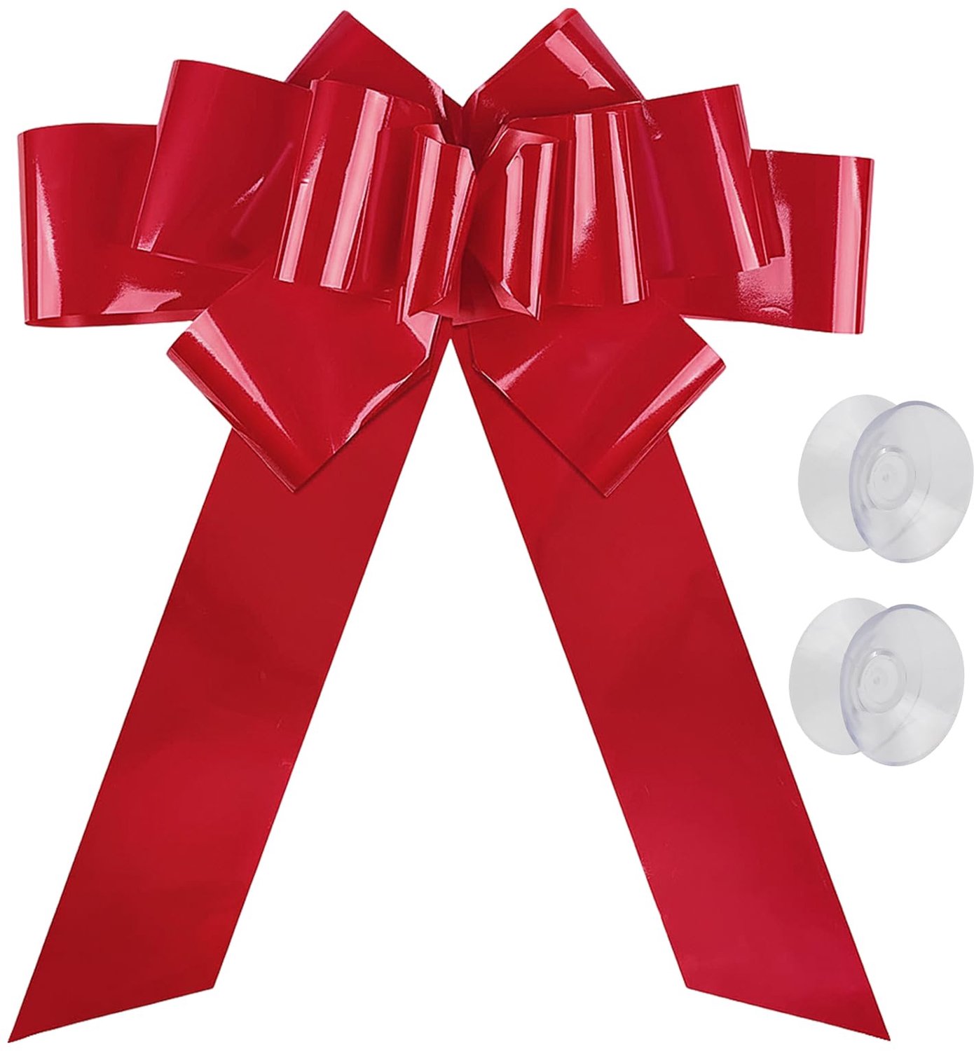 Gigantische strik - 76 cm - met zuignappen en tape - rood