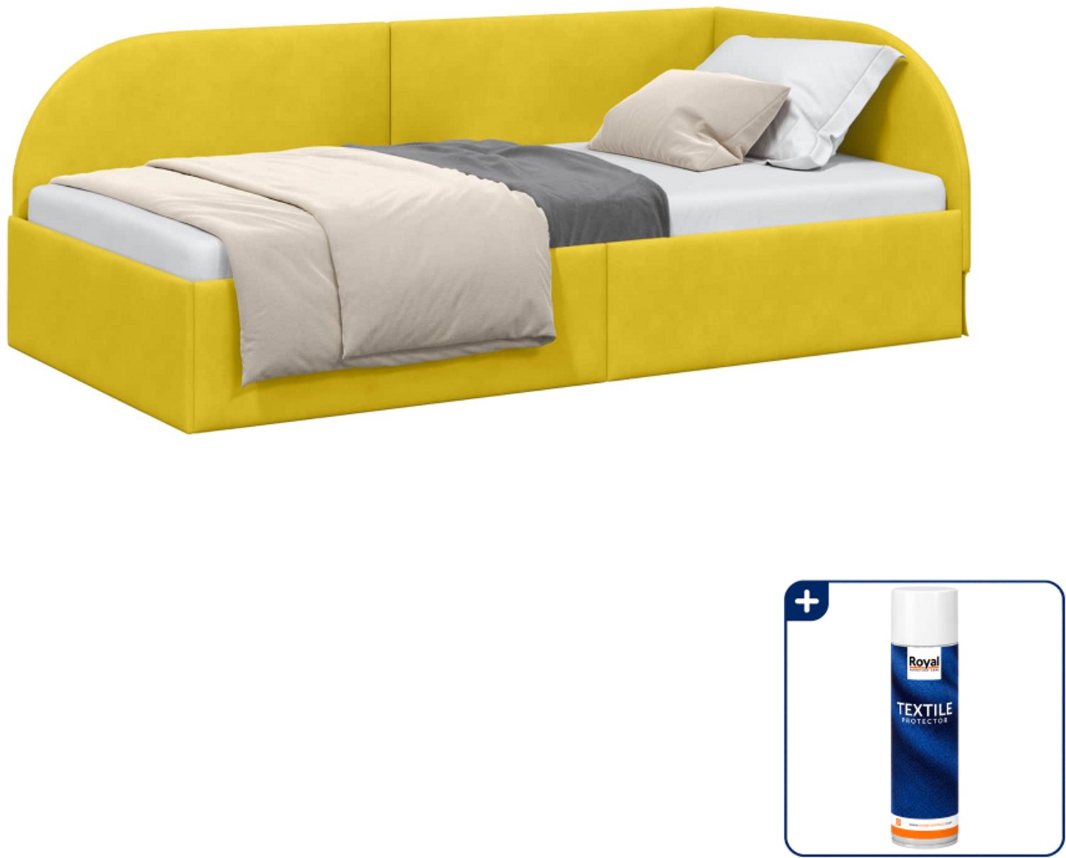 vidaXL hoekbedframe - 80 x 200 cm - fluweel - geel - Inclusief textielbeschermer 500 ml