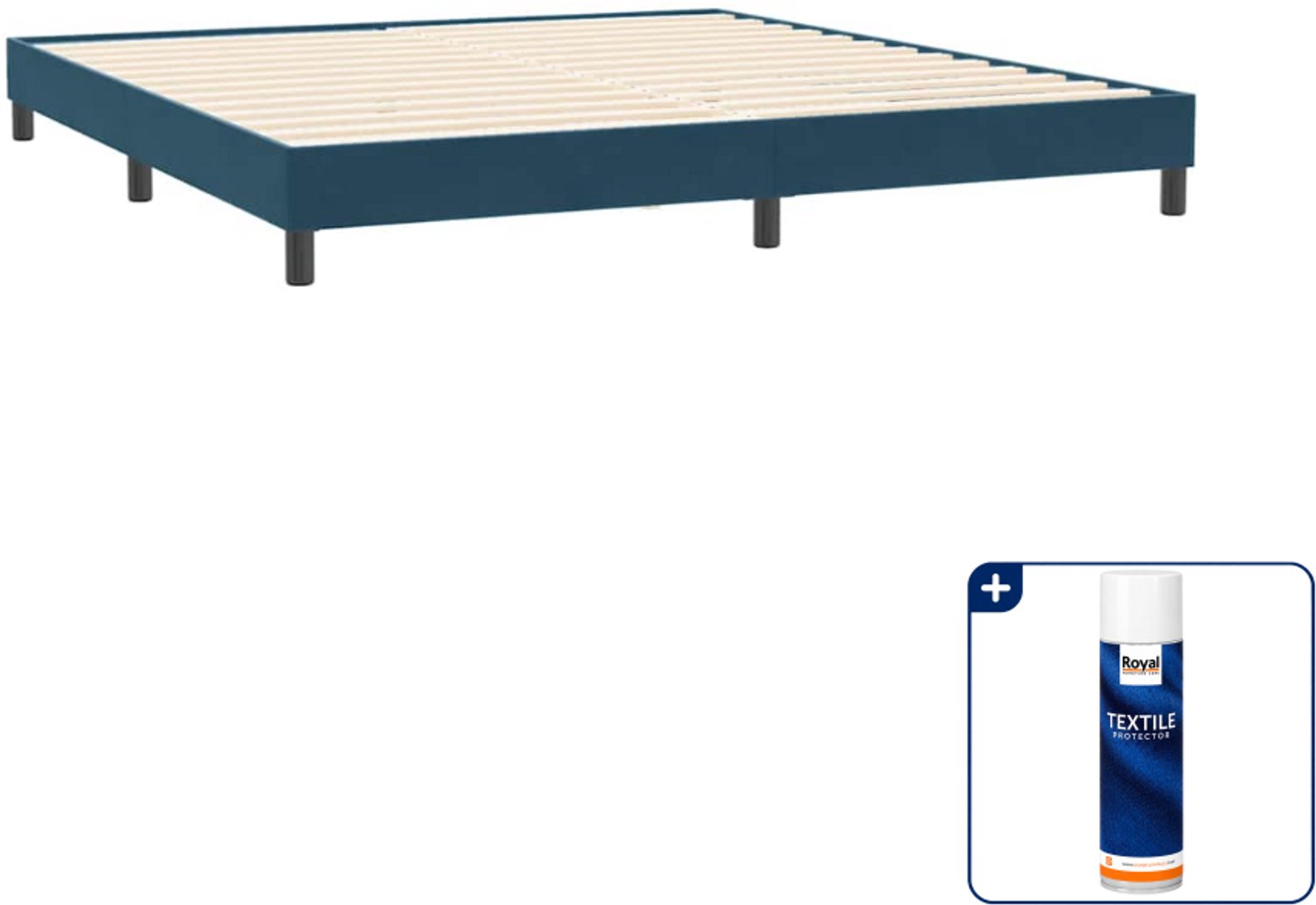 vidaXL bedframe - 200 x 220 cm - fluweel - donkerblauw - Inclusief textielbeschermer 500 ml