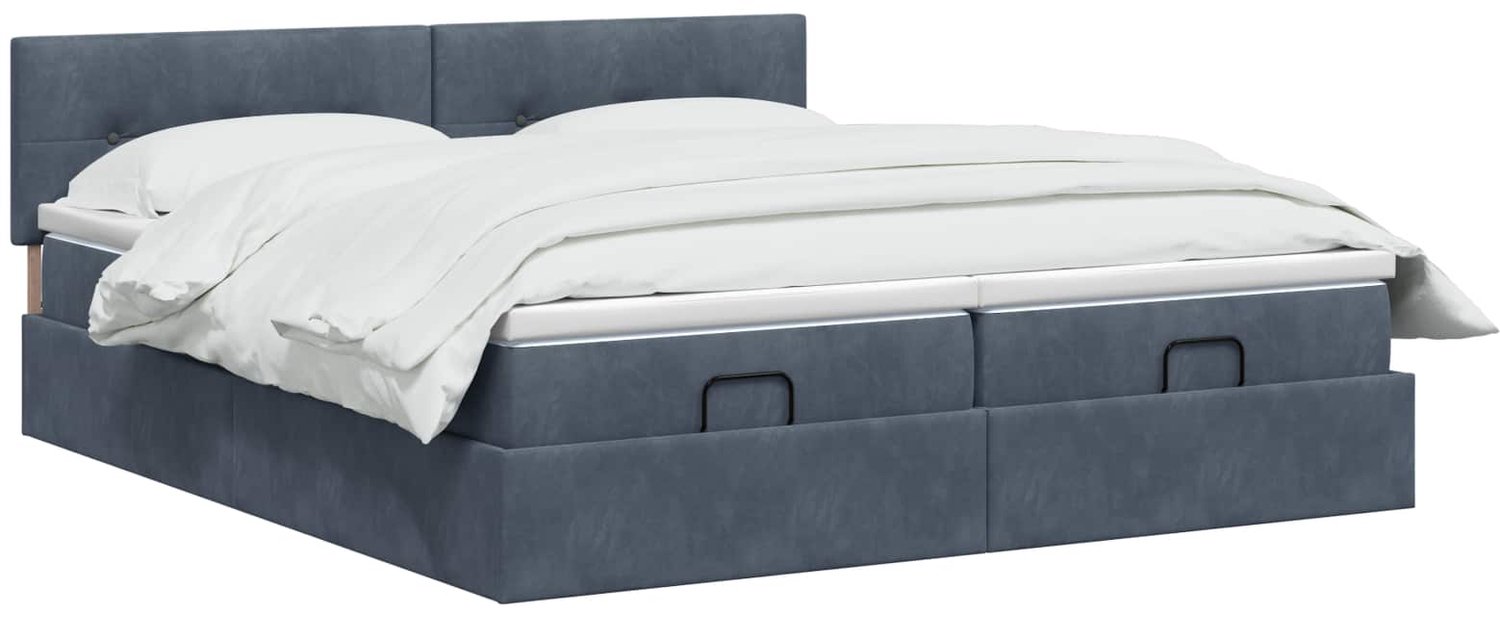 vidaXL Queensize bedframe met matras en LED - 160 x 200 cm - grijs - Inclusief textielbeschermer 500 ml