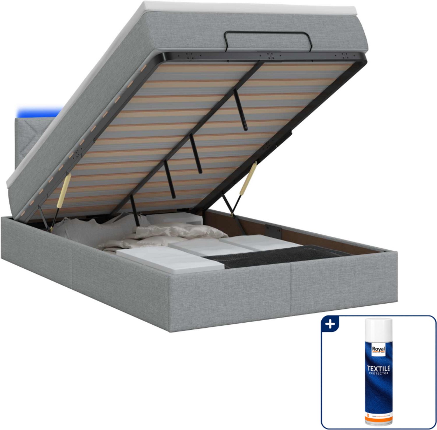 vidaXL ottoman bed - 120 x 200 cm - lichtgrijs - Inclusief textielbeschermer 500 ml