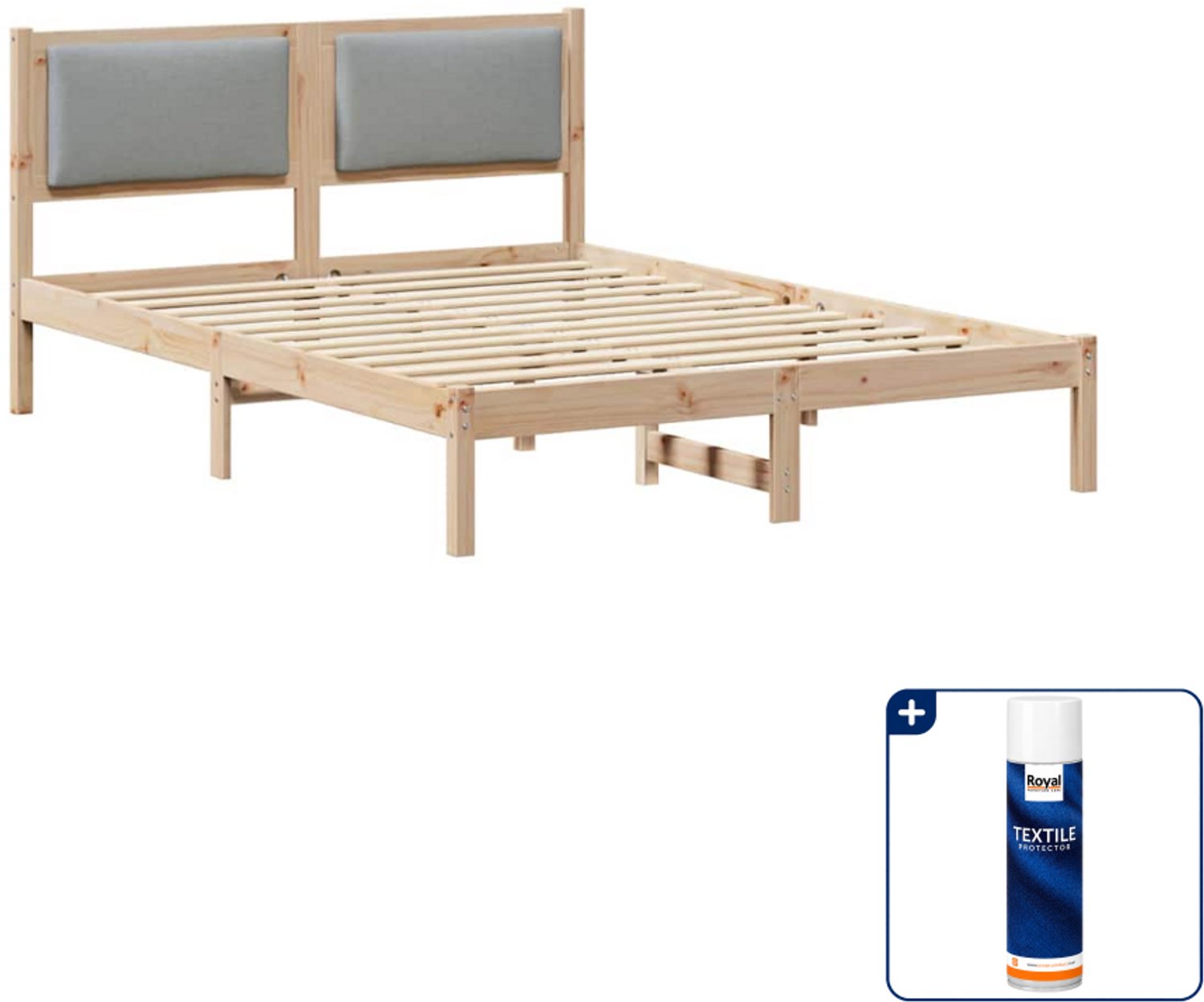 vidaXL bedframe - Small double - 140 x 200 cm - lichtgrijs - Inclusief textielbeschermer 500 ml