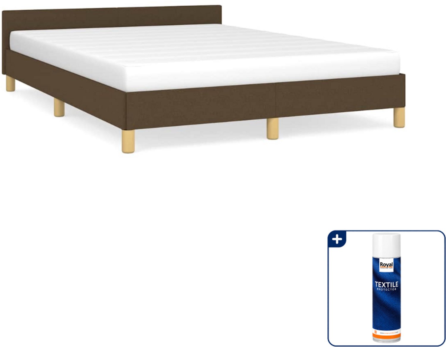 vidaXL bedframe - Small double - 140 x 200 cm - donkerbruin - Inclusief textielbeschermer 500 ml