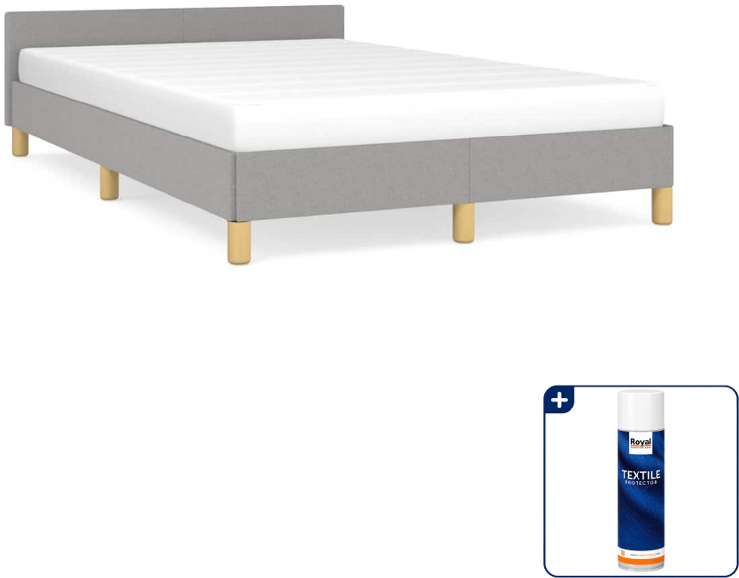 vidaXL Bedframe - 120 x 200 cm - stof - lichtgrijs - Inclusief textielbeschermer 500 ml