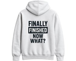 Afstuderen Hoodie – Finally Finished Now What? – Afstudeer Outfit – Unisex Hoodie voor Dames & Heren – Grappig Cadeau