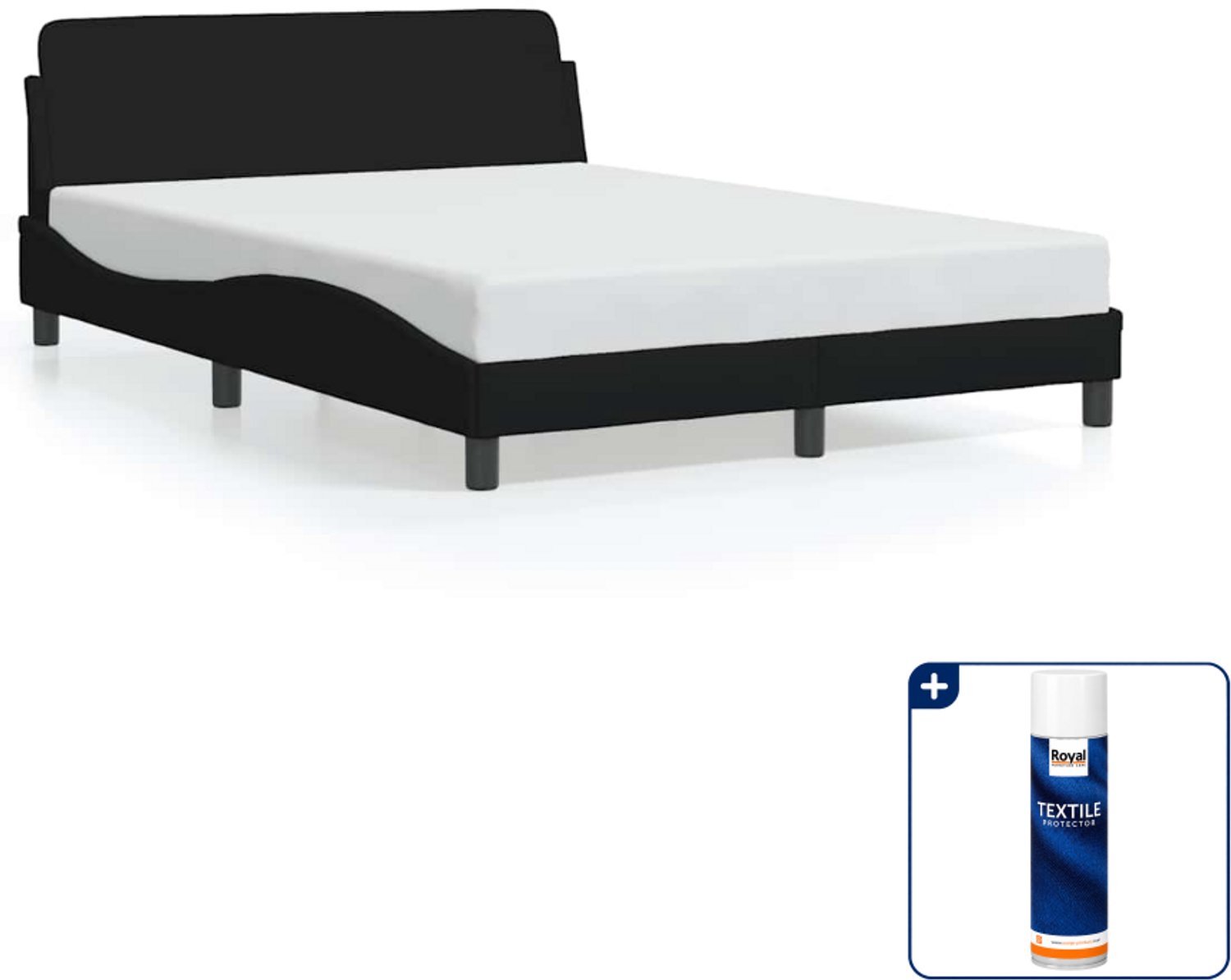 vidaXL Bedframe Dover 140 x 190 cm - zwart - Inclusief textielbeschermer 500 ml