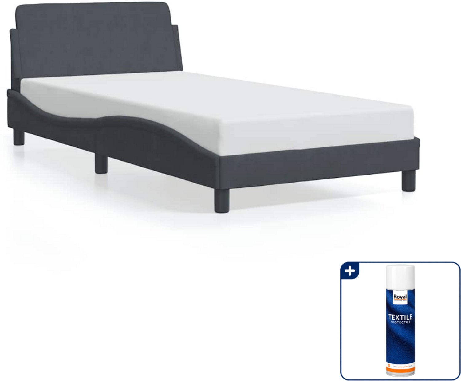 vidaXL Dover bedframe - 100 x 200 cm - fluweel - donkergrijs - Inclusief textielbeschermer 500 ml