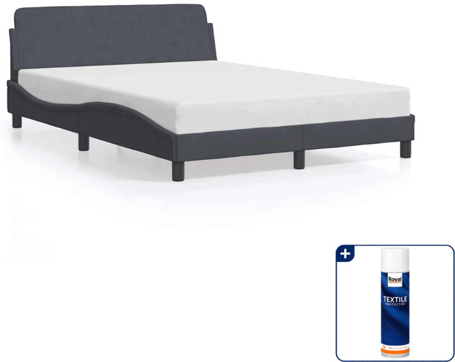vidaXL Bedframe Dover 120 x 200 cm - fluweel - donkergrijs - Inclusief textielbeschermer 500 ml