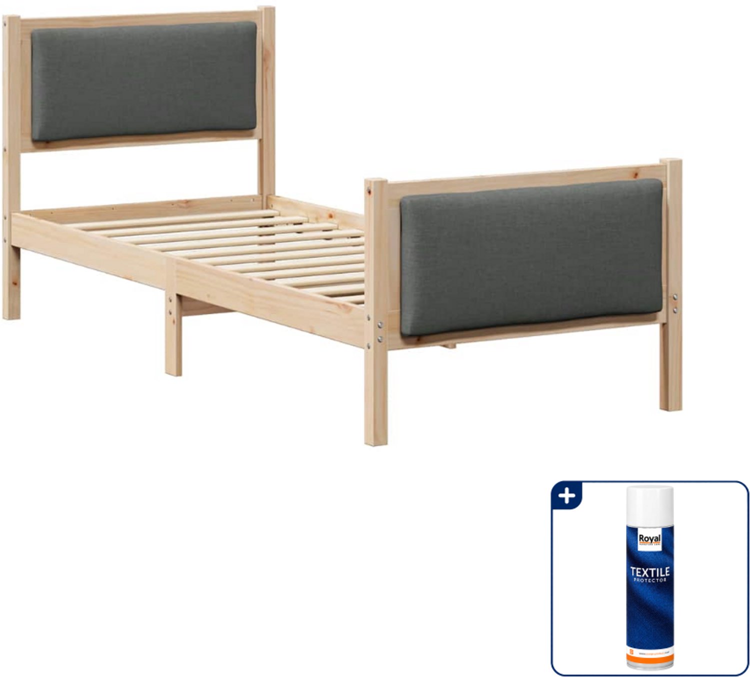 vidaXL bedframe - 80 x 200 cm - donkergrijs - Inclusief textielbeschermer 500 ml Bruin