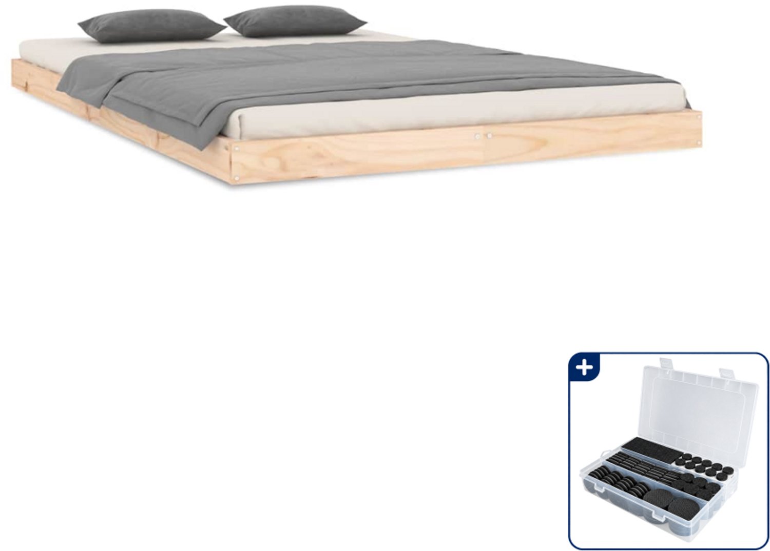 vidaXL bedframe - 120 x 200 cm - massief grenenhout - Inclusief antikrasvilt 177-delig Bruin