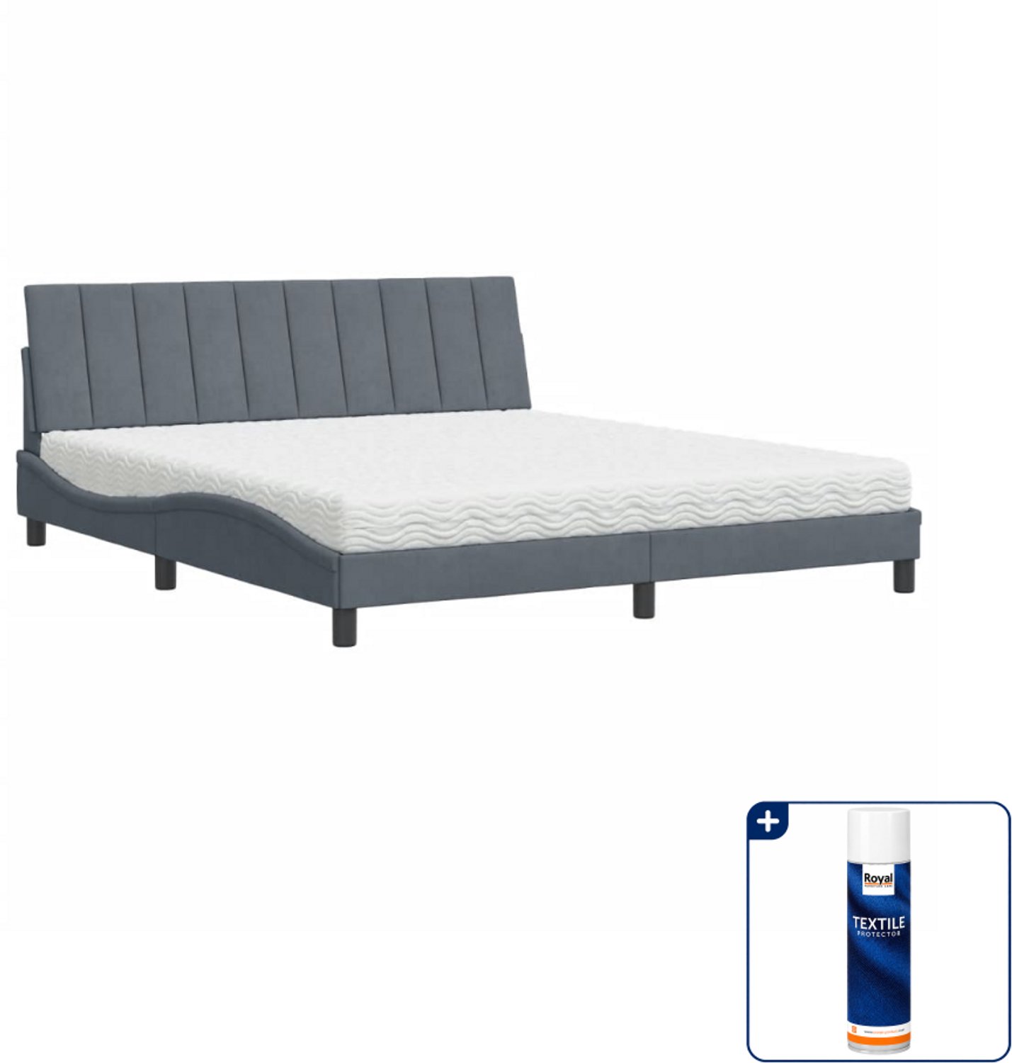 vidaXL Hanko bed met matras - Kingsize - 180 x 200 cm - donkergrijs - Inclusief textielbeschermer 500 ml