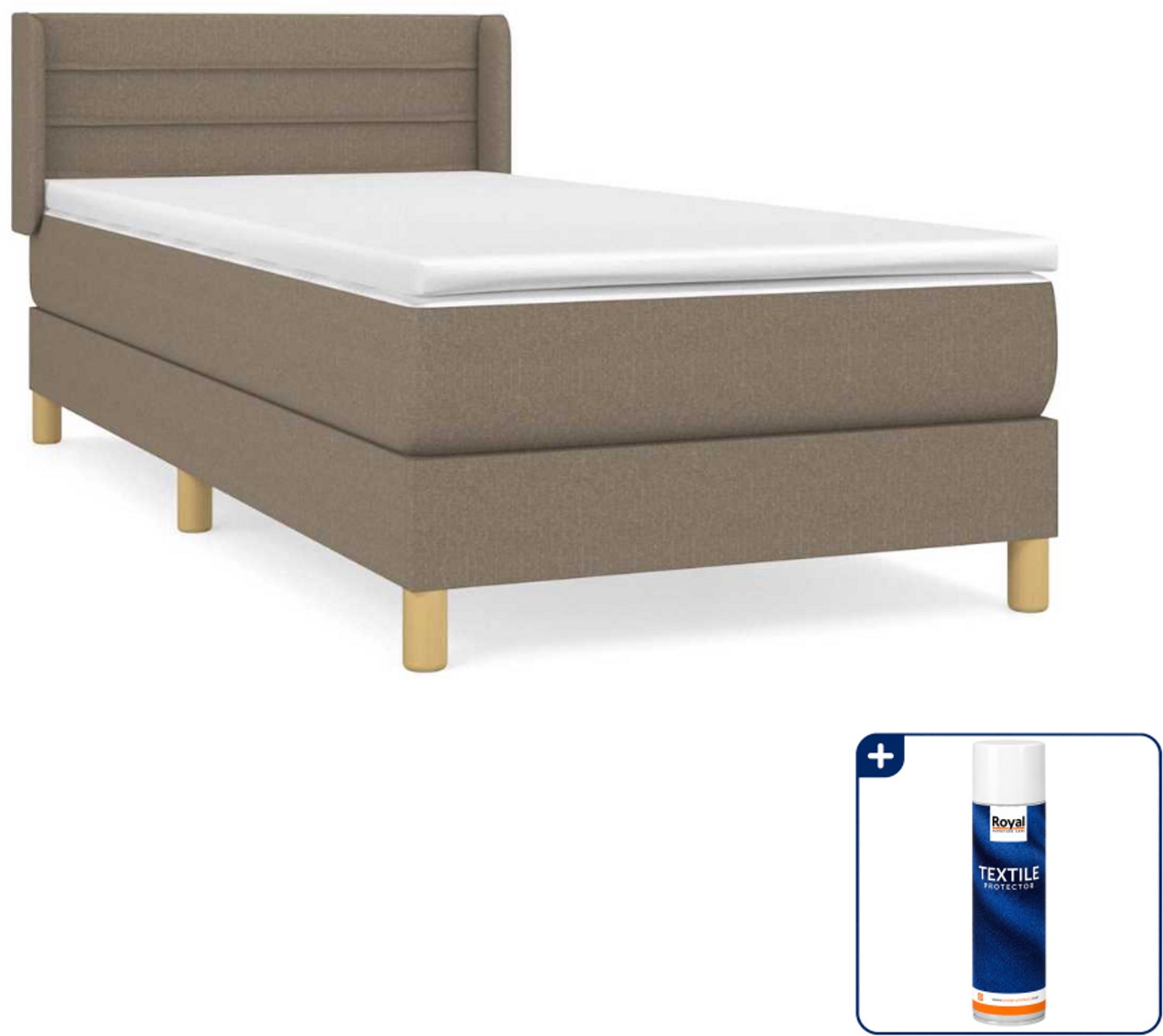 vidaXL boxspring met matras 80 x 200 cm - taupe - Inclusief textielbeschermer 500 ml
