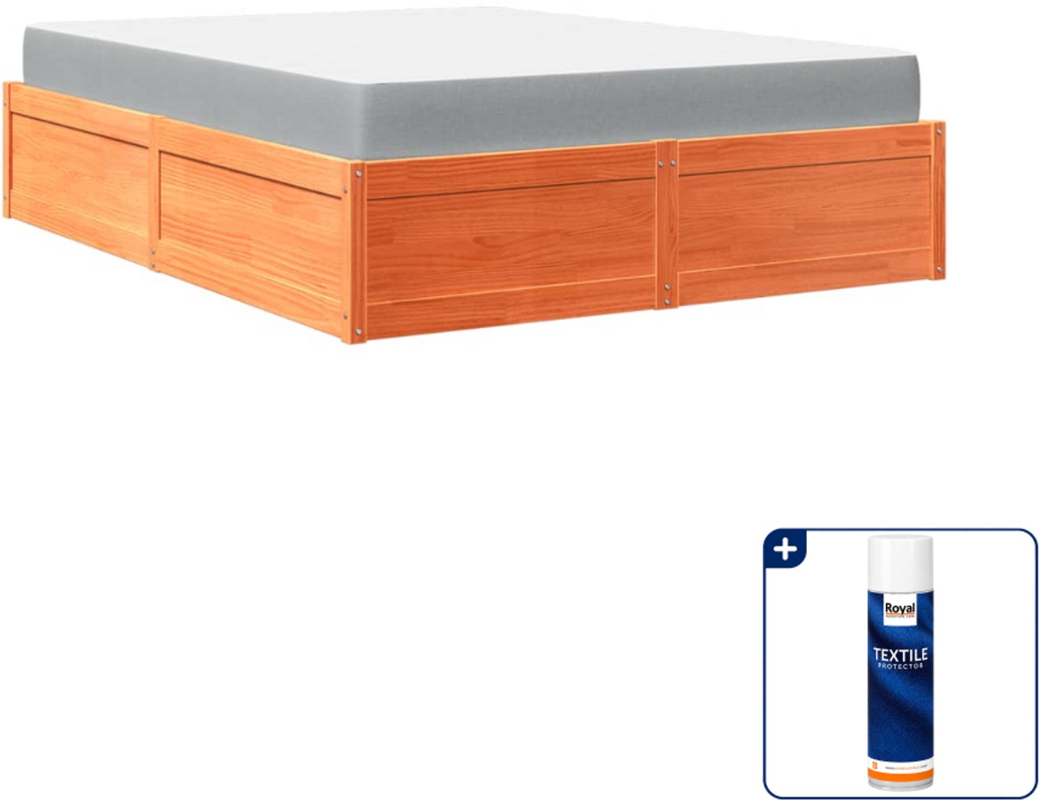 vidaXL bed met matras - Queensize - 160 x 200 cm - wasbruin - Inclusief textielbeschermer 500 ml