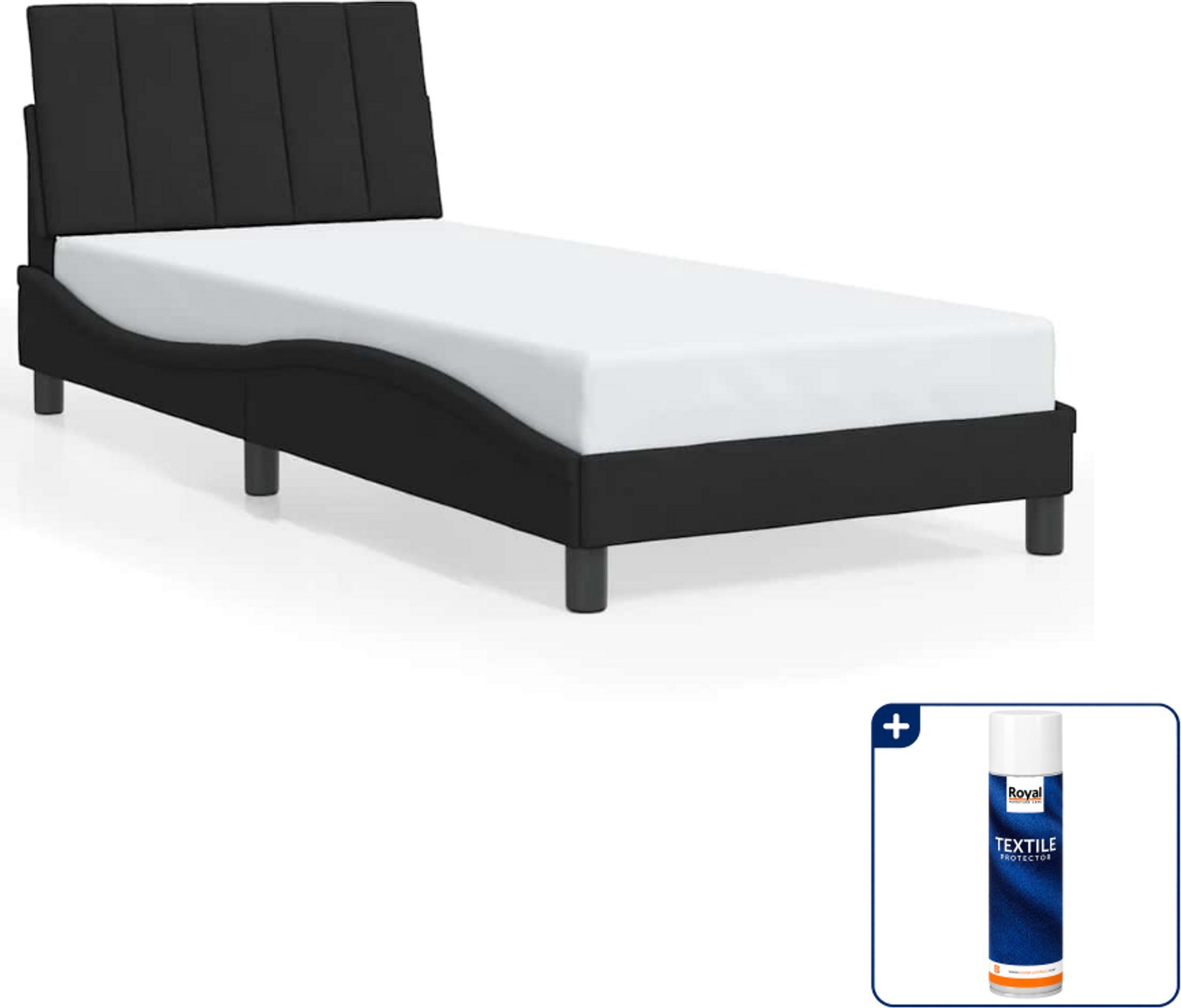 vidaXL Hanko bedframe 90 x 190 cm - fluweel - zwart - Inclusief textielbeschermer 500 ml