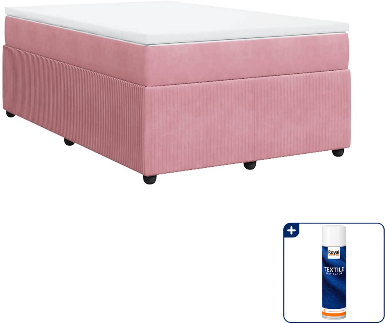 vidaXL boxspring met matras - 120 x 200 cm - fluweel - roze - Inclusief textielbeschermer 500 ml