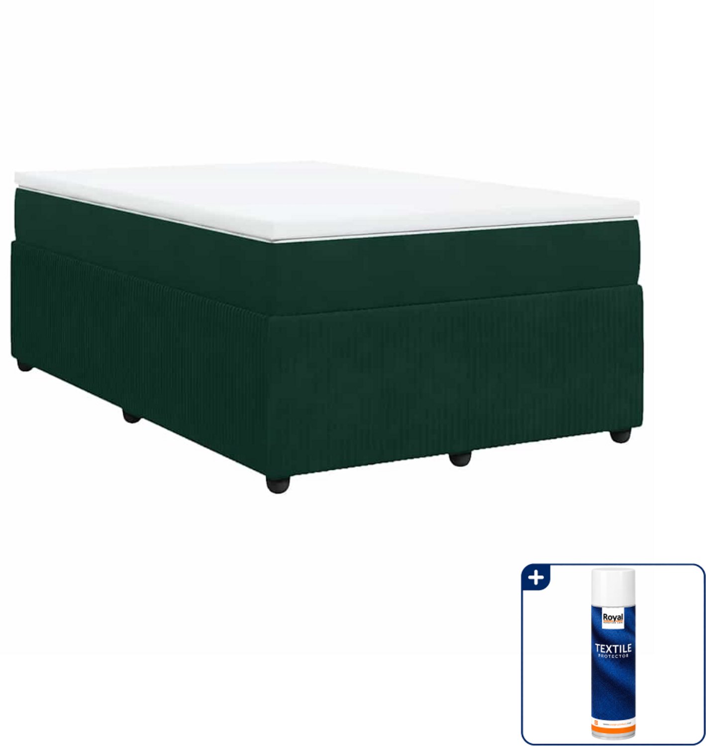 vidaXL boxspring met matras - 120 x 200 cm - fluweel - donkergroen - Inclusief textielbeschermer 500 ml