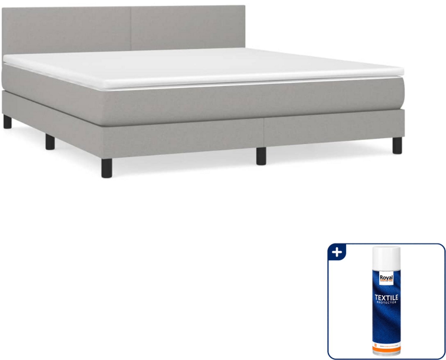 vidaXL boxspring - Queensize - 160 x 200 cm - stof - lichtgrijs - Inclusief textielbeschermer 500 ml