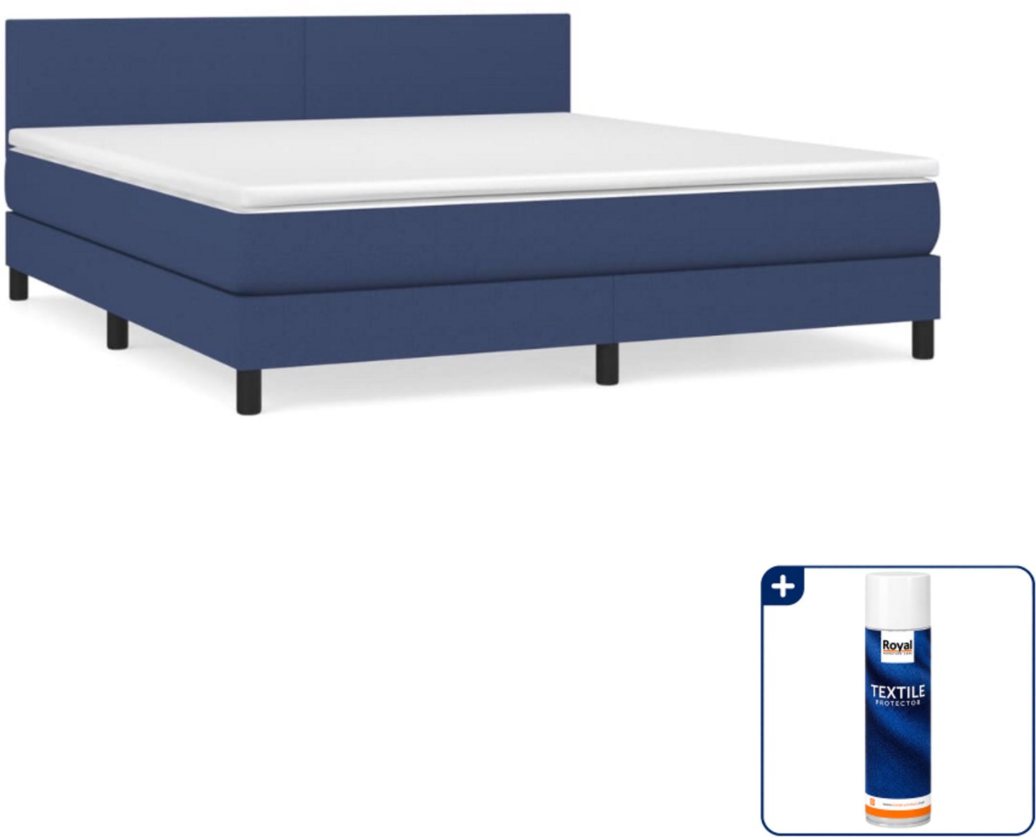 vidaXL boxspring - Queensize - 160 x 200 cm - blauw - Inclusief textielbeschermer 500 ml